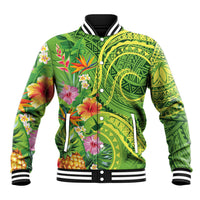 Polynesian Tribal Flower Tattoo Baseball Jacket Special Lime Green Vibe