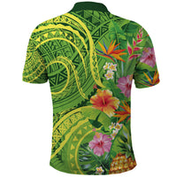 Polynesian Tribal Flower Tattoo Polo Shirt Special Lime Green Vibe
