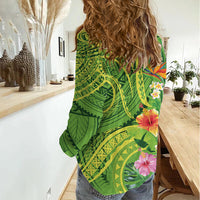 Polynesian Tribal Flower Tattoo Women Casual Shirt Special Lime Green Vibe LT9 - Polynesian Pride
