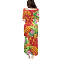 Polynesian Tribal Flower Tattoo Puletasi Special Vermilion Vibe LT9 - Polynesian Pride