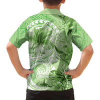 Polynesian Hibiscus Flower Tribal Family Matching Tank Maxi Dress and Hawaiian Shirt Lime Green Color LT9 - Polynesian Pride