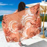 Polynesian Hibiscus Flower Tribal Sarong Peach Color