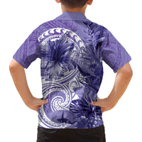 Polynesian Hibiscus Flower Tribal Family Matching Tank Maxi Dress and Hawaiian Shirt Violet Color LT9 - Polynesian Pride