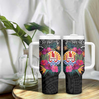 Tahiti Island Tumbler With Handle French Polynesian Tropical