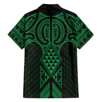 Kakariki Maori Ta Moko Poutama Art Family Matching Off The Shoulder Long Sleeve Dress and Hawaiian Shirt LT9 - Polynesian Pride