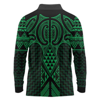Kakariki Maori Ta Moko Poutama Art Long Sleeve Polo Shirt