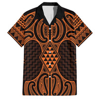 Karaka Maori Ta Moko Poutama Art Family Matching Long Sleeve Bodycon Dress and Hawaiian Shirt LT9 Dad's Shirt - Short Sleeve Gold - Polynesian Pride