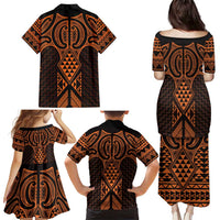 Karaka Maori Ta Moko Poutama Art Family Matching Puletasi and Hawaiian Shirt