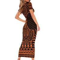 Karaka Maori Ta Moko Poutama Art Family Matching Short Sleeve Bodycon Dress and Hawaiian Shirt LT9 - Polynesian Pride