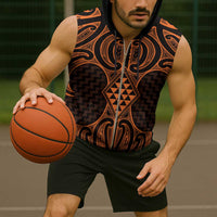 Karaka Maori Ta Moko Poutama Art Sleeveless Zip Hoodie - Polynesian Pride