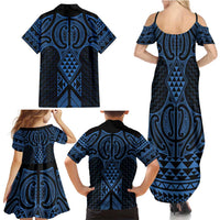 Kikorangi Maori Ta Moko Poutama Art Family Matching Summer Maxi Dress and Hawaiian Shirt LT9 - Polynesian Pride