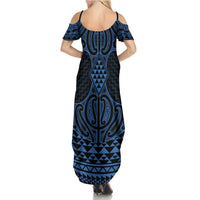 Kikorangi Maori Ta Moko Poutama Art Family Matching Summer Maxi Dress and Hawaiian Shirt LT9 - Polynesian Pride