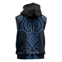 Kikorangi Maori Ta Moko Poutama Art Sleeveless Zip Hoodie - Polynesian Pride