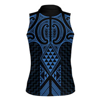 Kikorangi Maori Ta Moko Poutama Art Women Sleeveless Polo Shirt