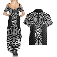 Ma Maori Ta Moko Poutama Art Couples Matching Summer Maxi Dress and Hawaiian Shirt