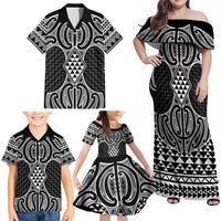 Ma Maori Ta Moko Poutama Art Family Matching Off Shoulder Maxi Dress and Hawaiian Shirt LT9 - Polynesian Pride