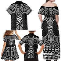 Ma Maori Ta Moko Poutama Art Family Matching Off Shoulder Maxi Dress and Hawaiian Shirt LT9 - Polynesian Pride