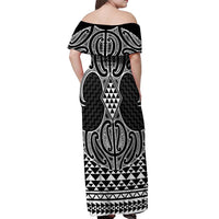 Ma Maori Ta Moko Poutama Art Off Shoulder Maxi Dress