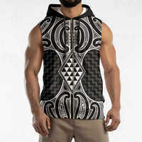 Ma Maori Ta Moko Poutama Art Sleeveless Zip Hoodie - Polynesian Pride