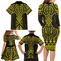Mahi-dawg Maori Ta Moko Poutama Art Family Matching Long Sleeve Bodycon Dress and Hawaiian Shirt LT9 - Polynesian Pride