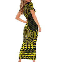 Mahi-dawg Maori Ta Moko Poutama Art Family Matching Short Sleeve Bodycon Dress and Hawaiian Shirt LT9 - Polynesian Pride