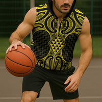 Mahi-dawg Maori Ta Moko Poutama Art Sleeveless Zip Hoodie LT9 - Polynesian Pride