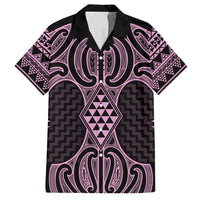 Mawhero Maori Ta Moko Poutama Art Family Matching Long Sleeve Bodycon Dress and Hawaiian Shirt LT9 Dad's Shirt - Short Sleeve Pink - Polynesian Pride