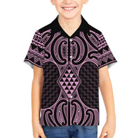 Mawhero Maori Ta Moko Poutama Art Family Matching Puletasi and Hawaiian Shirt LT9 Son's Shirt Pink - Polynesian Pride