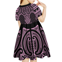 Mawhero Maori Ta Moko Poutama Art Kid Short Sleeve Dress