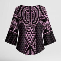 Mawhero Maori Ta Moko Poutama Art Kimono Sleeve Blouse LT9 - Polynesian Pride