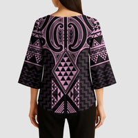 Mawhero Maori Ta Moko Poutama Art Kimono Sleeve Blouse LT9 - Polynesian Pride