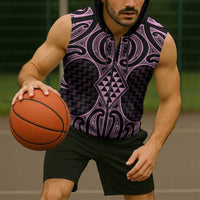 Mawhero Maori Ta Moko Poutama Art Sleeveless Zip Hoodie - Polynesian Pride
