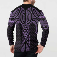 Waiporoporo Maori Ta Moko Poutama Art Button Sweatshirt