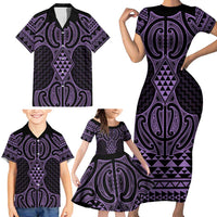 Waiporoporo Maori Ta Moko Poutama Art Family Matching Short Sleeve Bodycon Dress and Hawaiian Shirt LT9 - Polynesian Pride