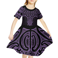 Waiporoporo Maori Ta Moko Poutama Art Kid Short Sleeve Dress