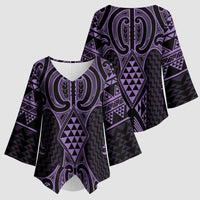 Waiporoporo Maori Ta Moko Poutama Art Kimono Sleeve Blouse - Polynesian Pride