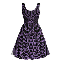Waiporoporo Maori Ta Moko Poutama Art Midi Dress LT9 - Polynesian Pride