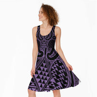Waiporoporo Maori Ta Moko Poutama Art Midi Dress LT9 - Polynesian Pride
