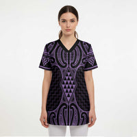 Waiporoporo Maori Ta Moko Poutama Art Scrub Top - Polynesian Pride