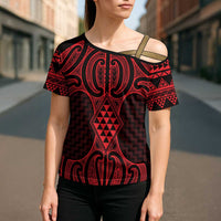Whero Maori Ta Moko Poutama Art Cross Shoulder Shirt - Polynesian Pride