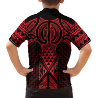 Whero Maori Ta Moko Poutama Art Family Matching Off Shoulder Short Dress and Hawaiian Shirt LT9 - Polynesian Pride