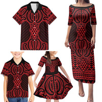 Whero Maori Ta Moko Poutama Art Family Matching Puletasi and Hawaiian Shirt LT9 - Polynesian Pride