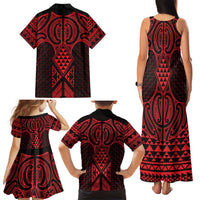 Whero Maori Ta Moko Poutama Art Family Matching Tank Maxi Dress and Hawaiian Shirt LT9 - Polynesian Pride