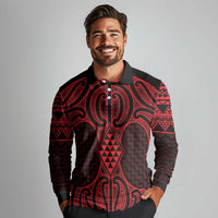 Whero Maori Ta Moko Poutama Art Long Sleeve Polo Shirt