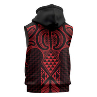 Whero Maori Ta Moko Poutama Art Sleeveless Zip Hoodie - Polynesian Pride