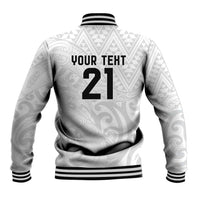 New Zealand Rangatira Custom Baseball Jacket All White Niho Taniwha Maori Tribal LT9 - Polynesian Pride