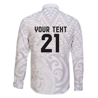 New Zealand Rangatira Custom Family Matching Short Sleeve Bodycon Dress and Hawaiian Shirt All White Niho Taniwha Maori Tribal LT9 - Polynesian Pride
