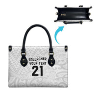 New Zealand Rangatira Custom Leather Bag All White Niho Taniwha Maori Tribal LT9 - Polynesian Pride