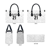 New Zealand Rangatira Custom Leather Bag All White Niho Taniwha Maori Tribal LT9 - Polynesian Pride