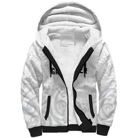 New Zealand Rangatira Custom Sherpa Hoodie All White Niho Taniwha Maori Tribal